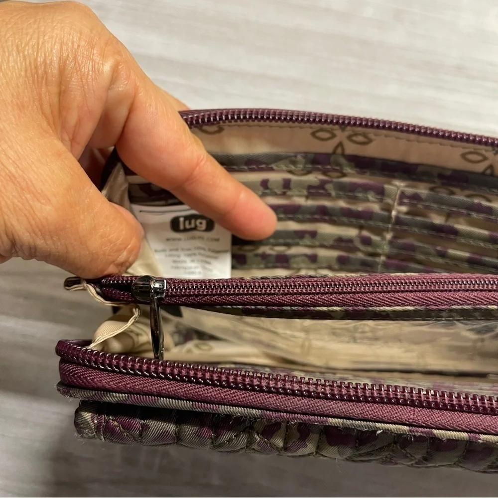 Lug Kickflip 3 Berry Khaki Leopard Print RFID Wristlet Wallet no crossbody strap